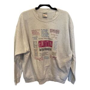 Oneita‎ Teacher Sweatshirt Crew Neck Fleece Heathered Education Womens XXL